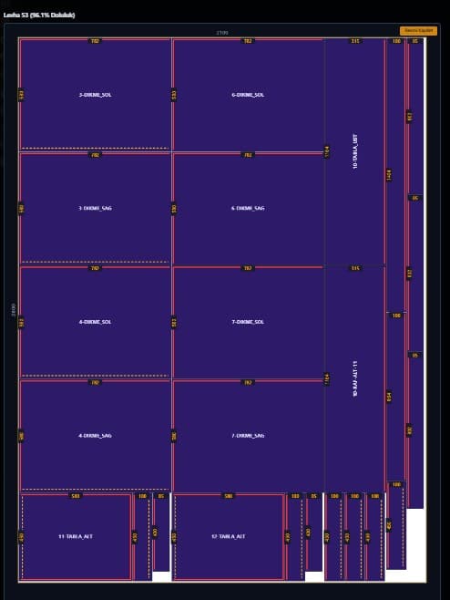 KesApp firesiz kesim planı